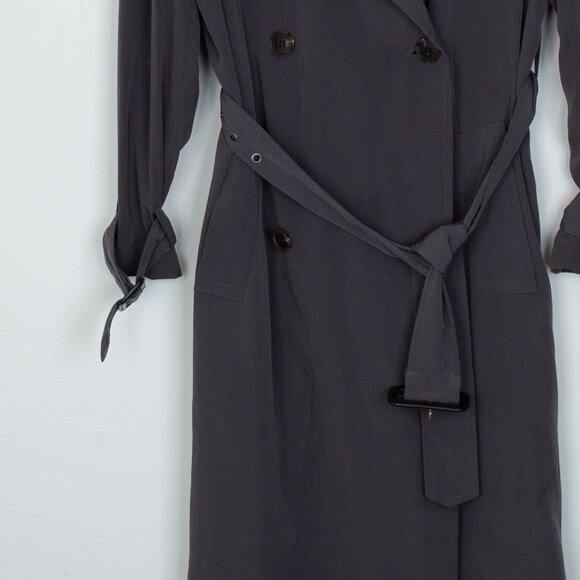 Zara Womens Long Double Breasted Trench Coat Size S Gray ASO Spencer Hastings - Picture 4 of 13